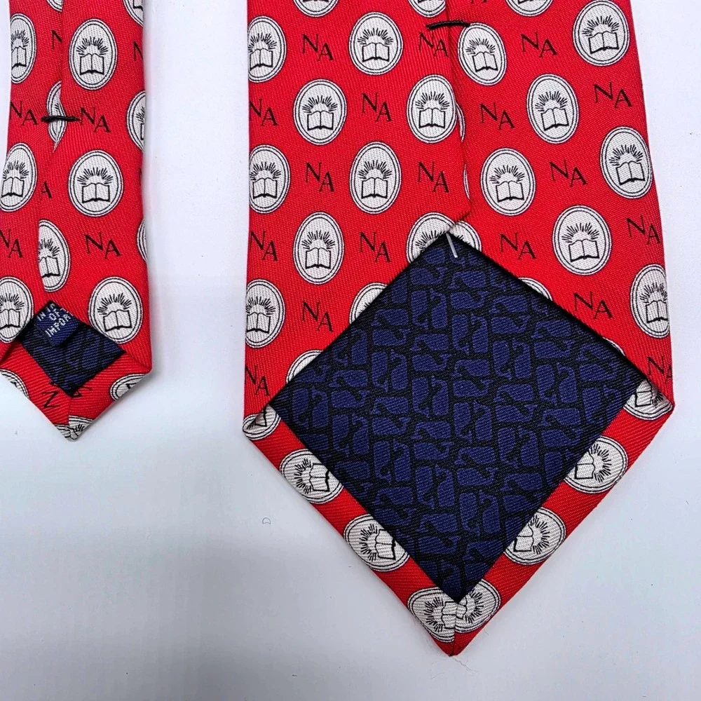 Vineyard Vines Mens Newark Academy Silk Tie Red Custom Collection Made in USA